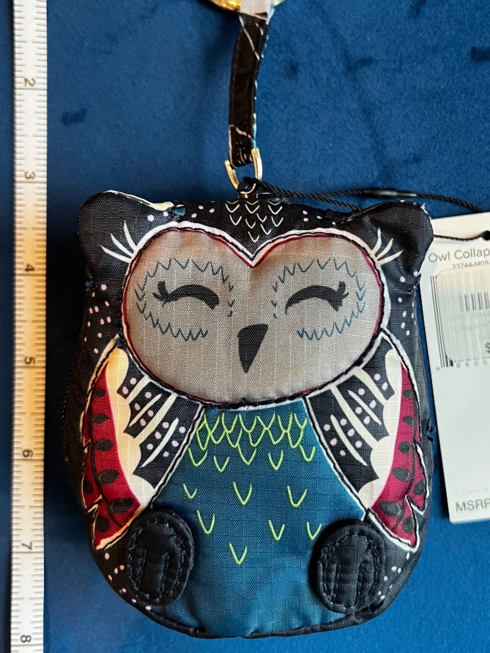 NWT Vera Bradley Owl Collapsible Tote in Zip Pouch on Key Ring